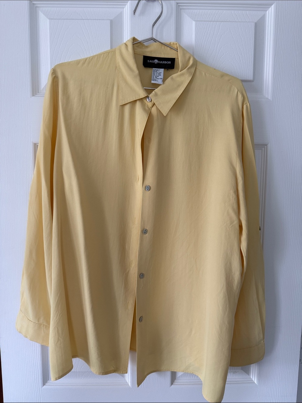 Sag Harbor Buttercup Yellow Silk Button-Up